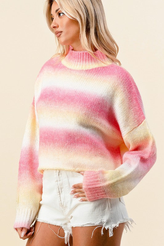 Ombre Mock Neck  Sweater